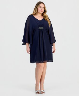 Plus Size V-Neck Embellished-Trim Dress