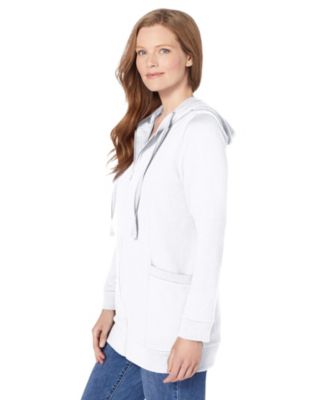 Plus Size Zip Front Tunic Hoodie Jacket