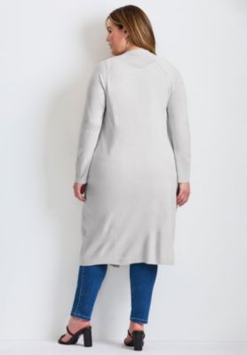 Women's Plus Size Raglan Sleeve Duster Cardigan