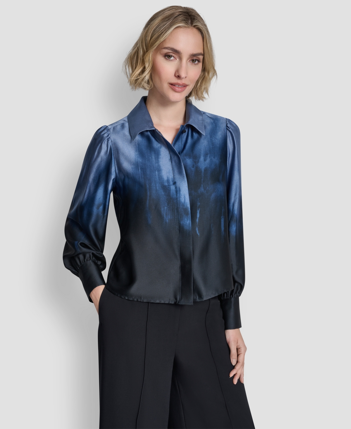 Dkny Women's Balloon-sleeve Blouse In Blue