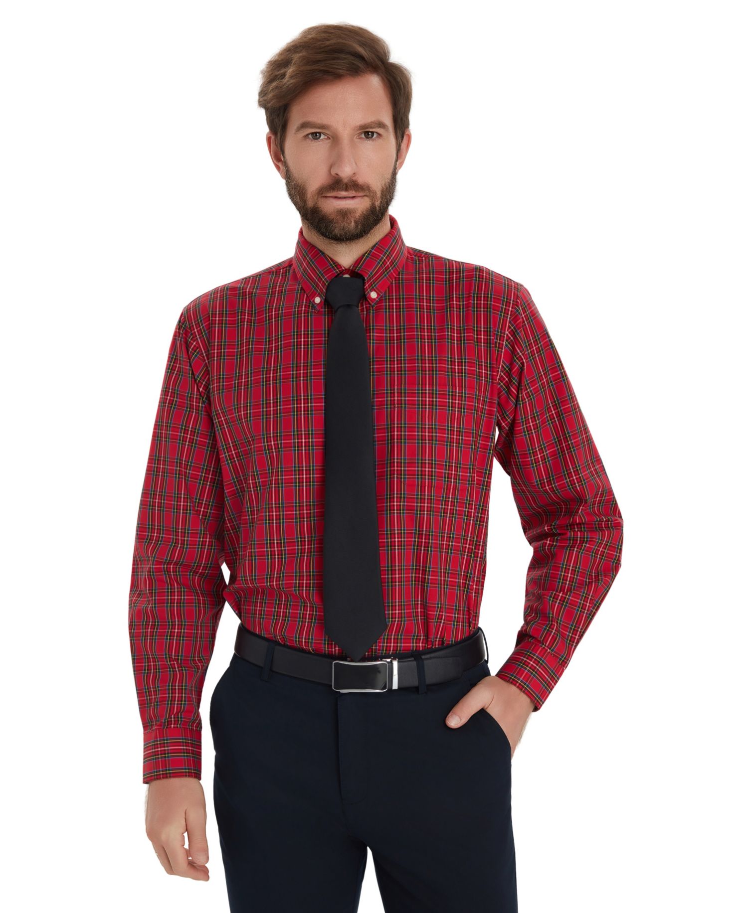 Men's Stewart Tartan Regular-Fit Dress Shirt