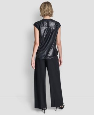 Women's Crewneck Button-Front Top