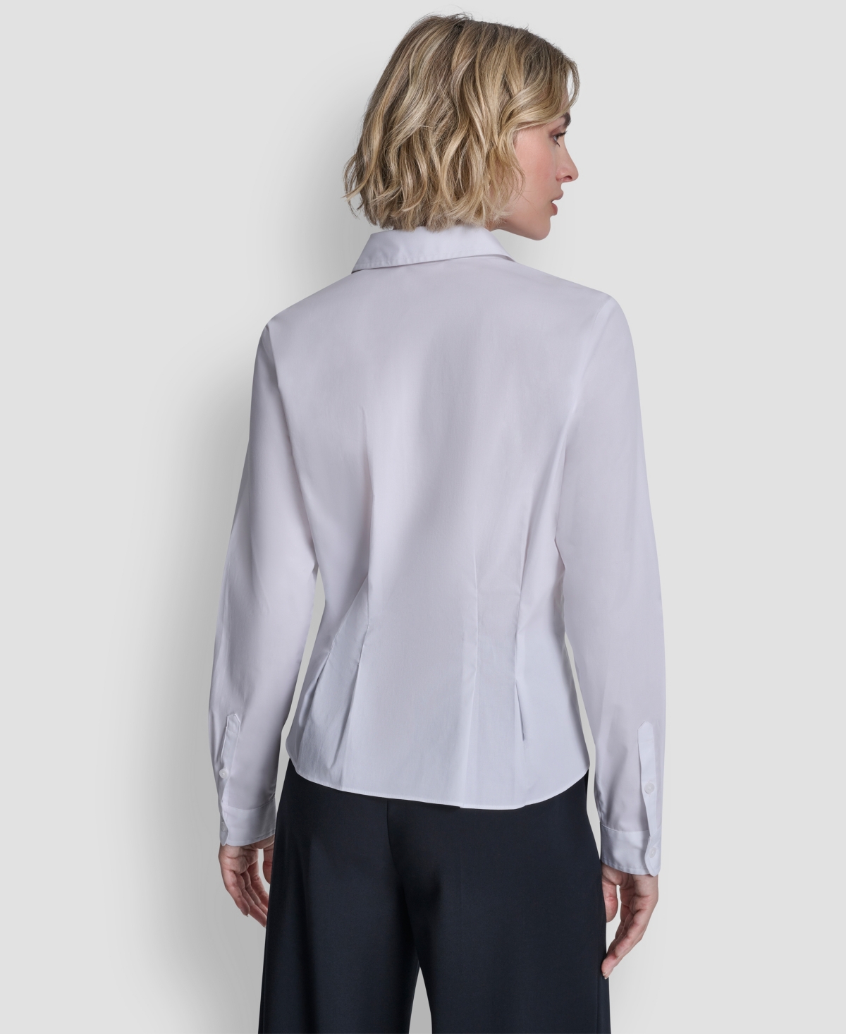 Dkny Women's Pleated Button-up Blouse In White