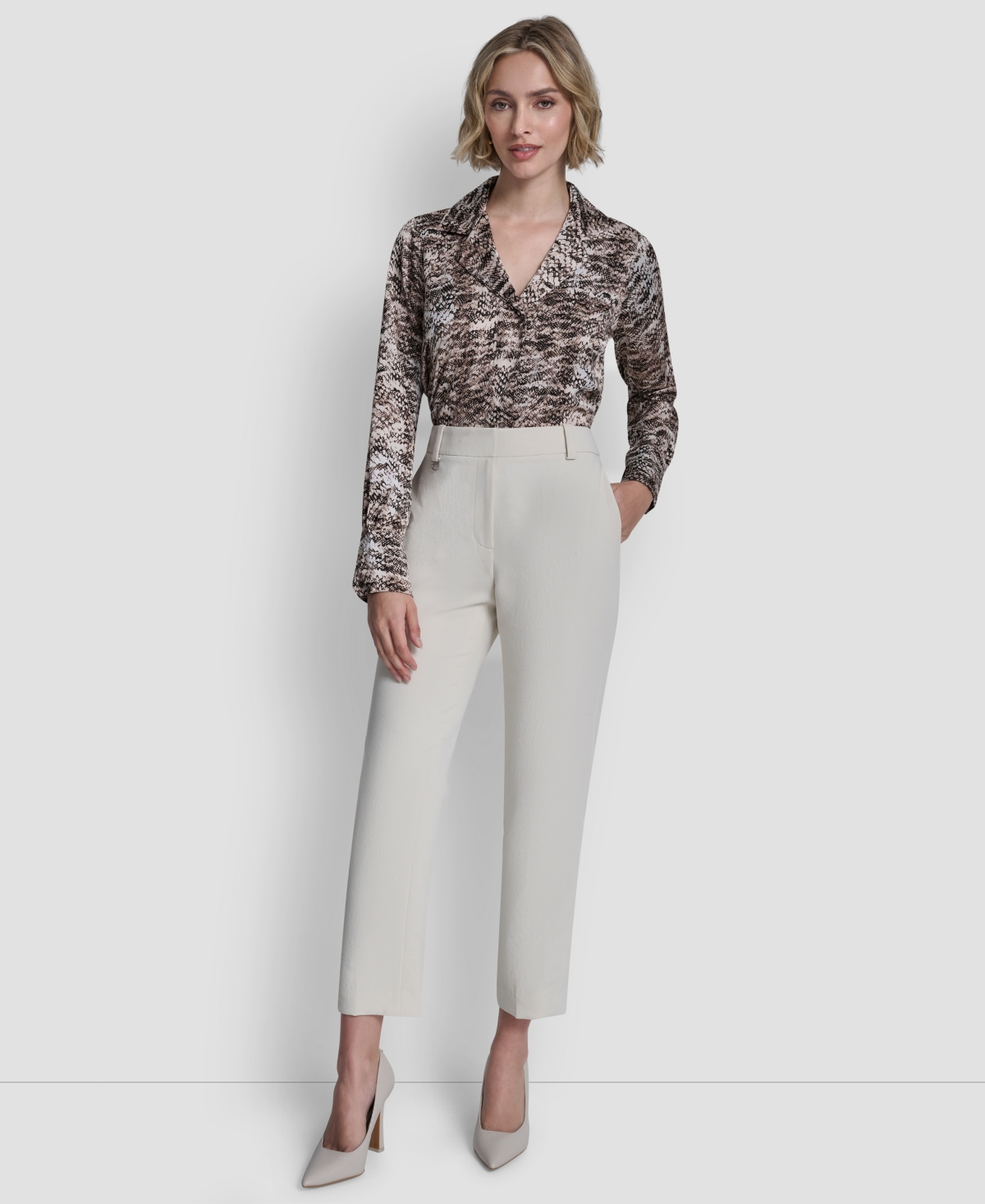 Dkny Women's Charm Detailed Ankle Length Pants In Gray