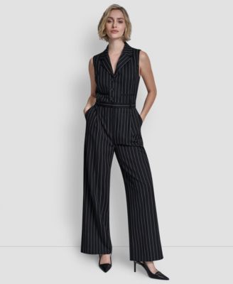 DKNY - Women's Collared Wide Leg Jumpsuit