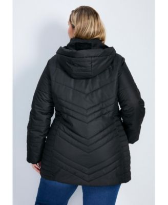 Women's Triple Chevron Hooded Puffer Jacket