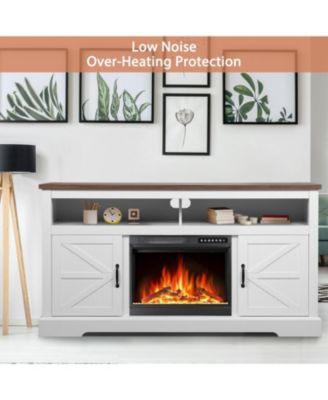 Electric Fireplace with Mantel-60'',Wall Mounted Recessed/Insert Fireplace Heater, 4 Flame Colors &12 Crystal Bed Colors with  Remote Control