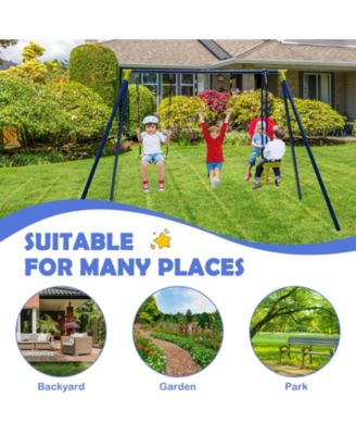 3-in-1 Outdoor Swing Set for Kids Aged 3 to 10