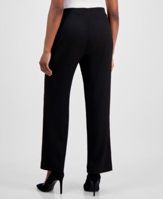 Petite Textured Pull-On Pants