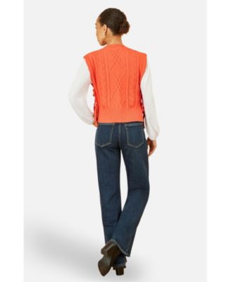 Women's Sweaters Floral Cable Knit Side Tie Pullover