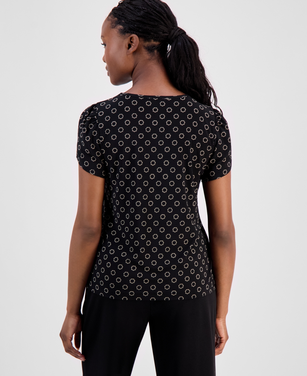 Ak Anne Klein Petite Circle-Print Top