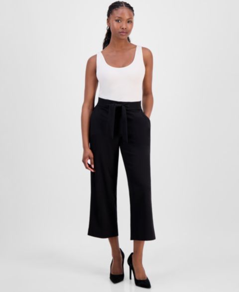 Женские брюки Anne Klein Essentials Petite Cropped Pull-On, цвет: Чёрный