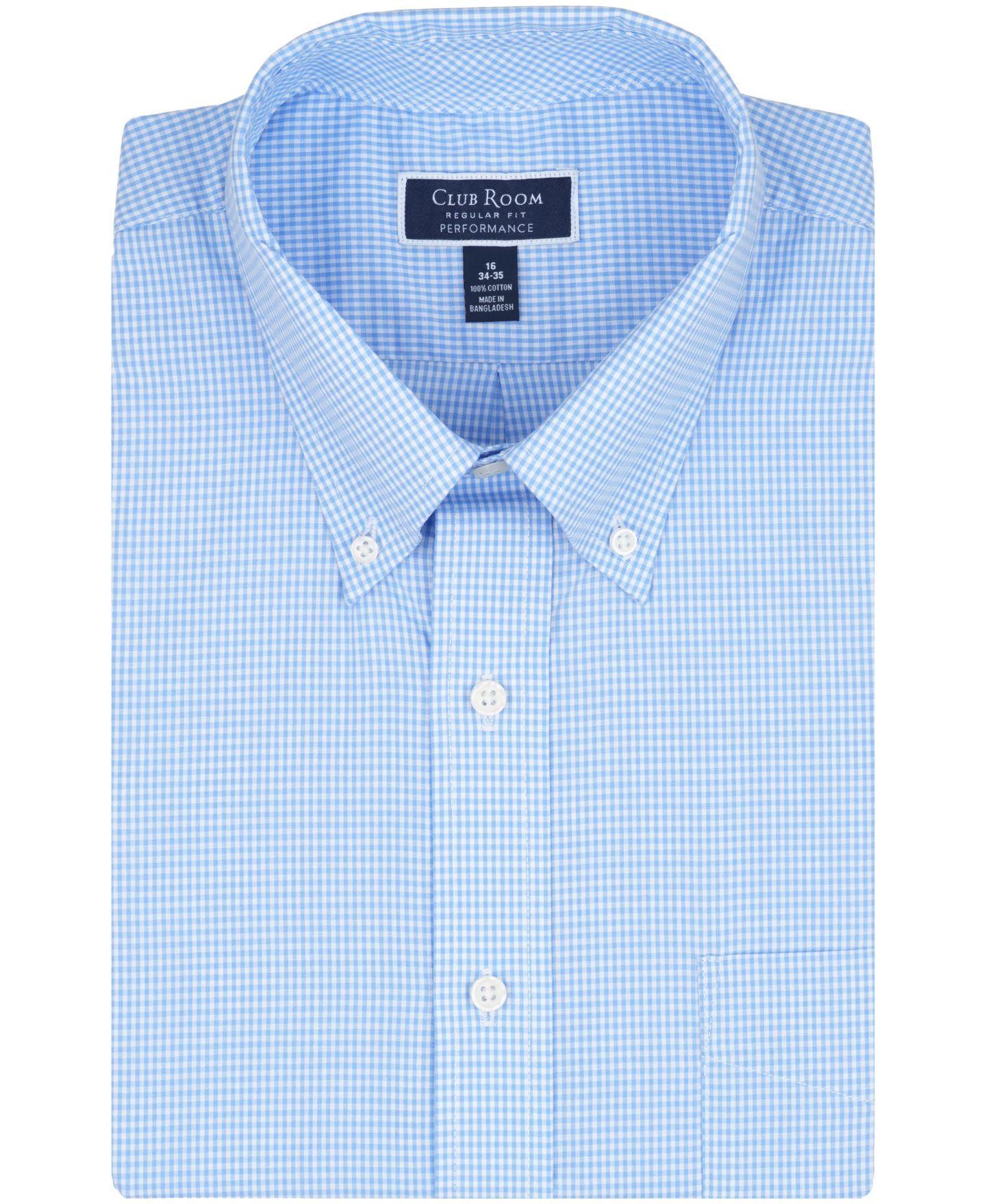Мужская рубашка Club Room Mini Gingham Dress Shirt, цвет: Светлый синий — фото 7