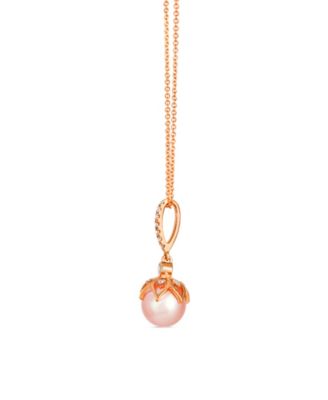 Freshwater Pearl (8-9mm) & Nude Diamond (0.11 ct. t.w.) Pendant Necklace in 14k Strawberry Gold
