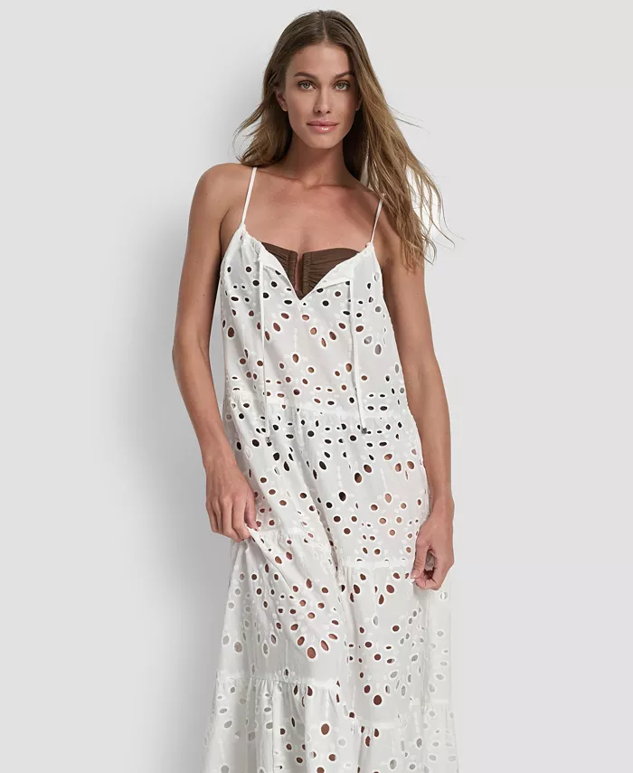 Women's Tiered Eyelet Maxi Dress Swim Cover-Up - thumbnail 9