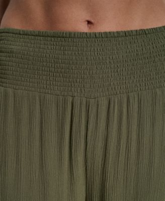 Women's Smocked-Waist Cover-Up Pull-On Pants