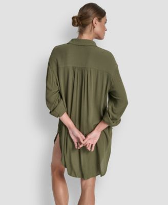 Women's Gauze Collared Button-Front Beach Shirt