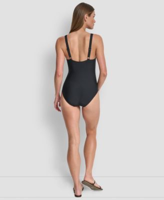 Women's Buckle Front Removable Cups One-Piece Swimsuit