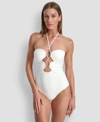 DKNY - Women's Removable Cups Halter Neck One-Piece Swimsuit