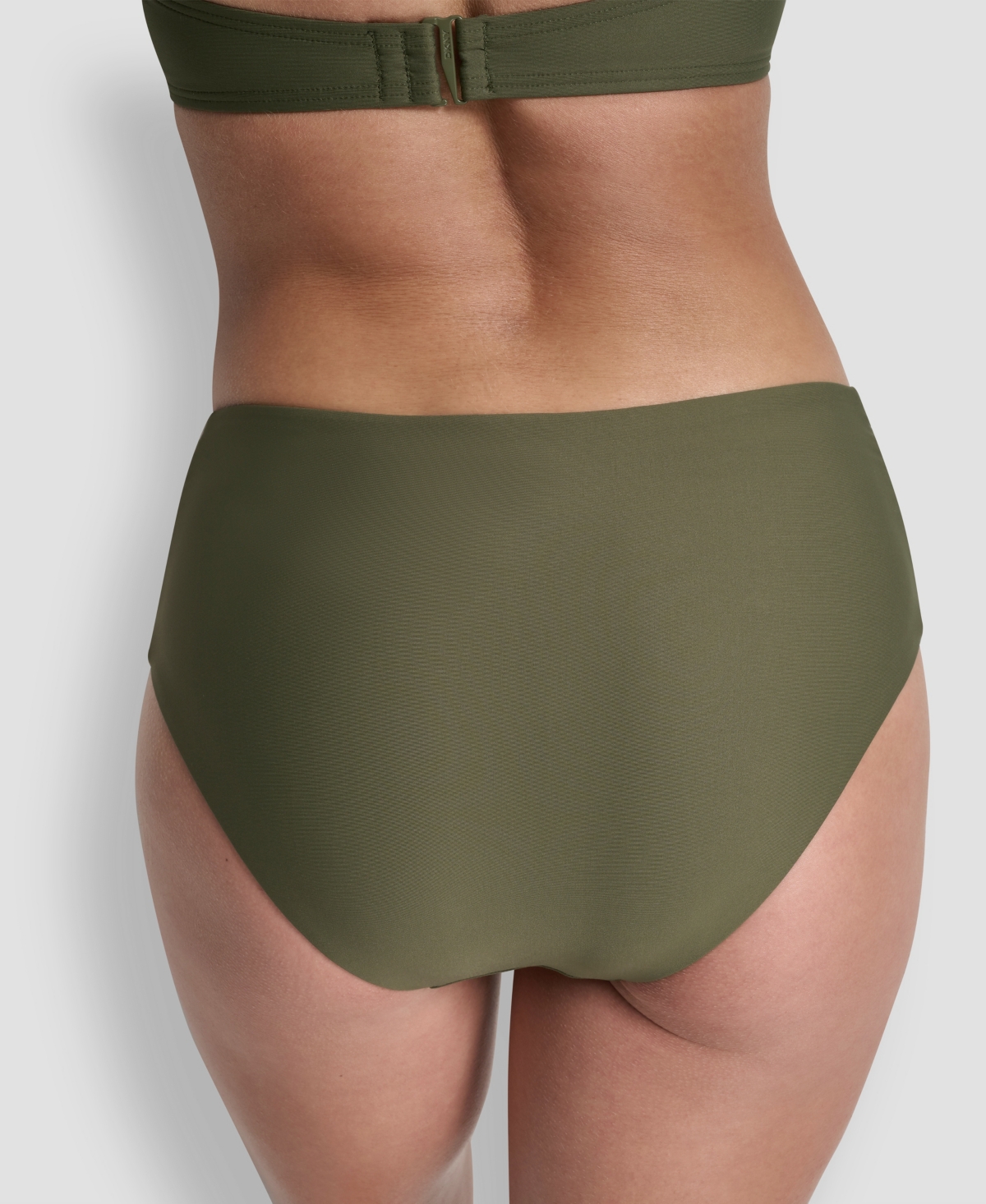Dkny Women's High-waist Side-shirred Bikini Bottoms In Green