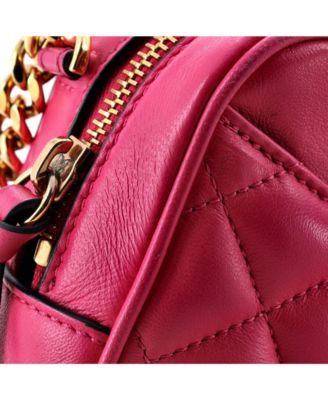 Small Medusa Icon Front Slip Pocket Camera Bag Quilted Leather