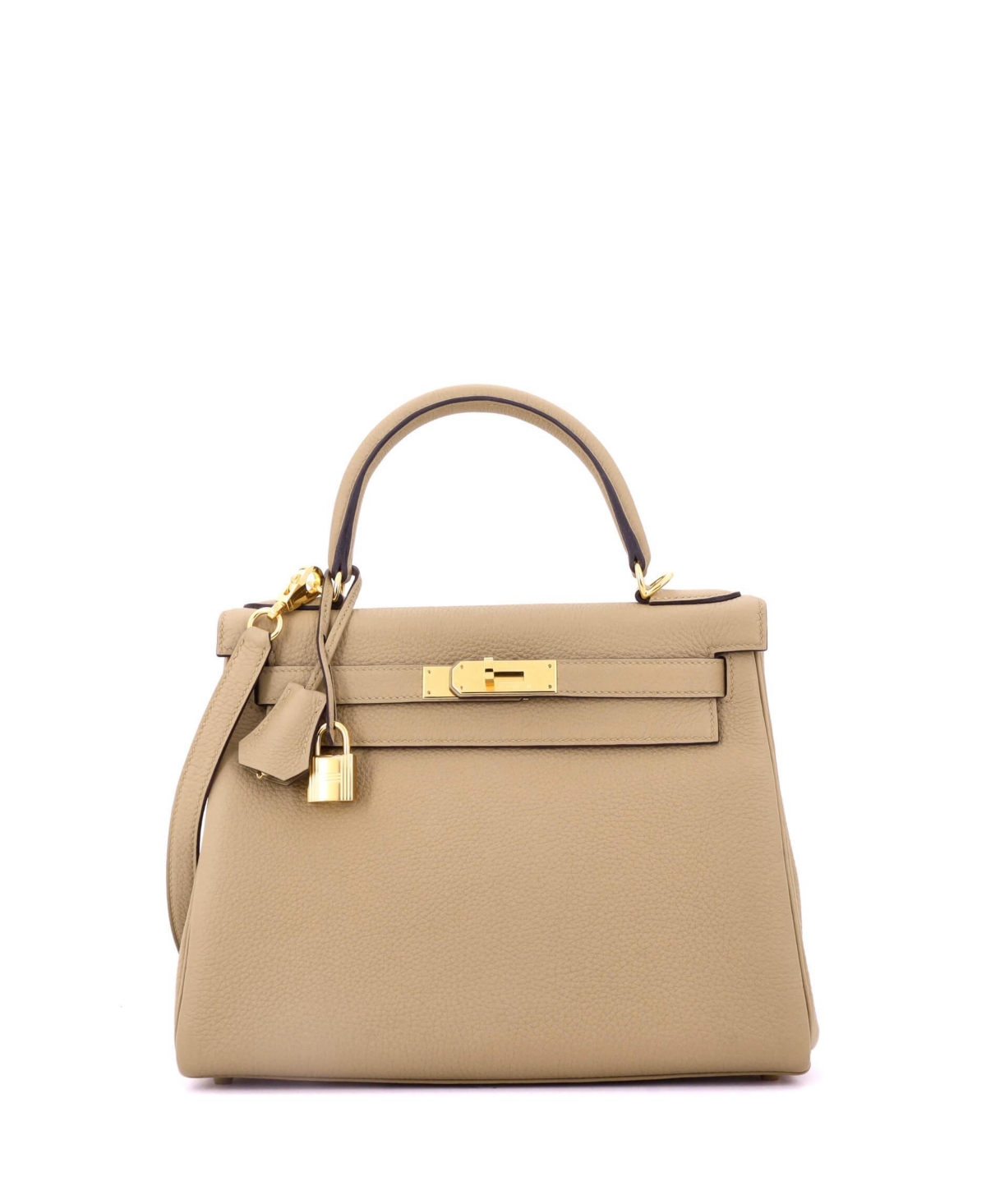 Pre-Owned HERMES Kelly 28 Handbag Light Togo with Gold Hardware