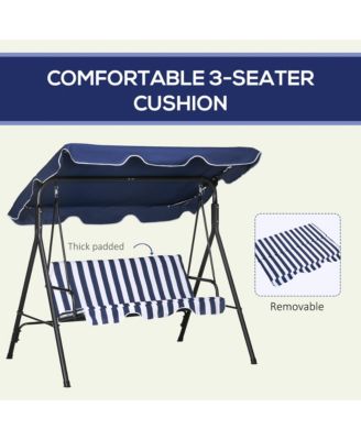 3-Seat Outdoor Patio Swing Chair w/ Tilt Canopy Cushion Dark