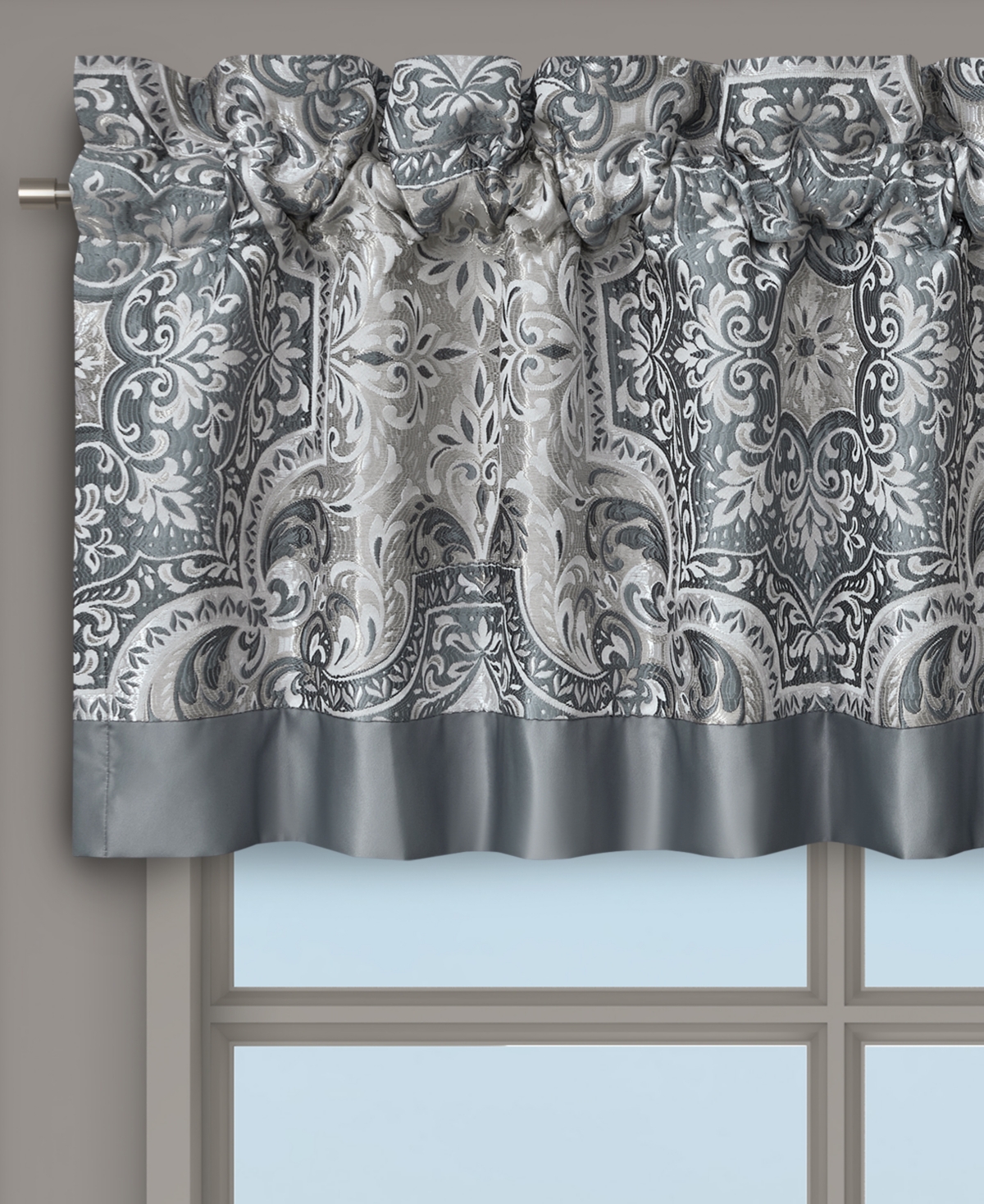 Royal Court Lisbon Window Straight Valance, 18" X 72" In Gray