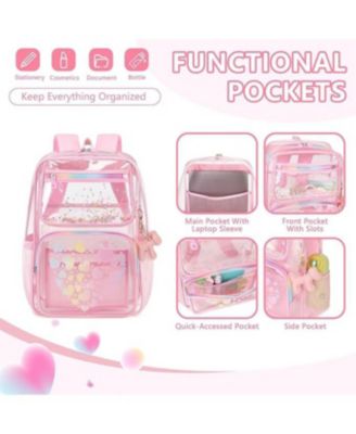 Clear Backpack for School Girls, Heavy Duty TPU Transparent Backpack Stadium Events Approved, Clear Bookbag