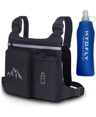 Running Vest Chest Pack with Hydration Bottle & Reflective Gear, Sport Chest Bag for Men & Women (Slate)