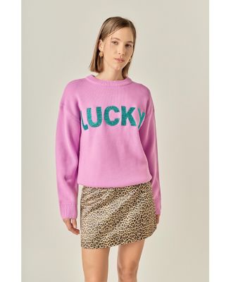 Women's Glitter Lettering Sweater