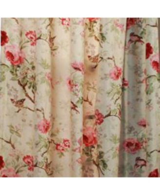 Balmoral 100 Percent High Quality Fabric Floral Print Rod Pocket Panel Window Curtain - 48 x63" Red