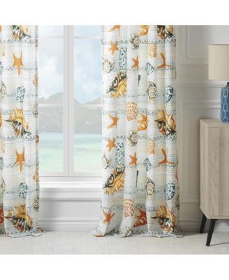 Kona Luxurious 3" Rod Pocket Curtain Panel Pair with Tiebacks 42" x 84" Ocean