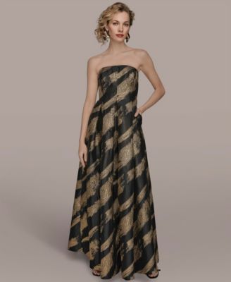 Donna Karan New York - Women's Metallic Jacquard Strapless Ball Gown