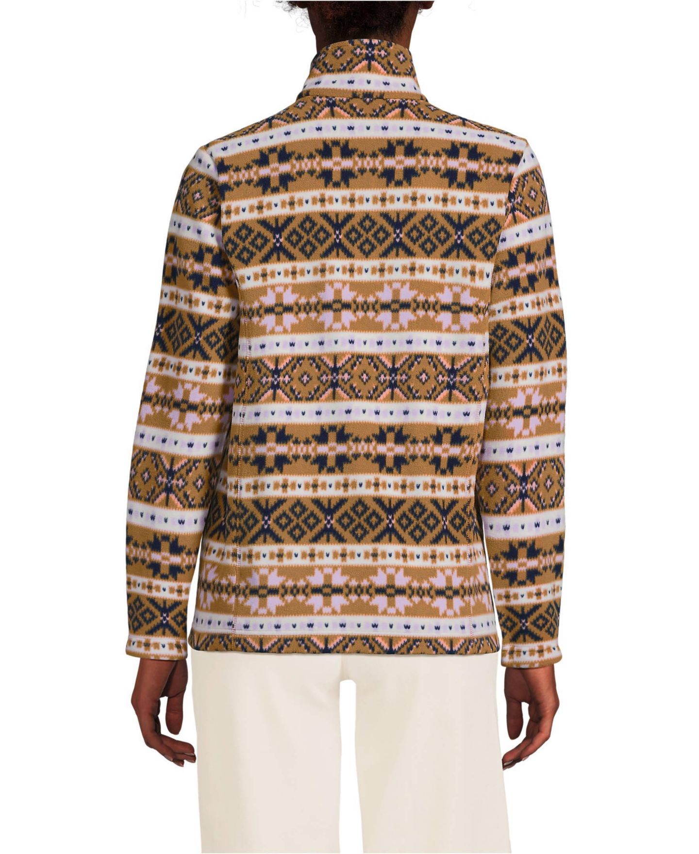 Женские свитеры Lands' End Outerwear Coats Petite Anyweather Fleece Quarter Zip Pullover, цвет: Сиреневый / Верблюжий — фото 2