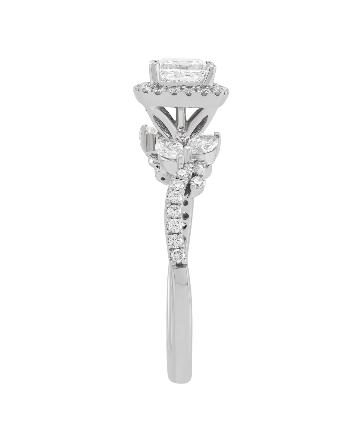 Macy's Princess Cut Halo Ring (1 Ct. T.w.) In 14k White Gold In Metallic