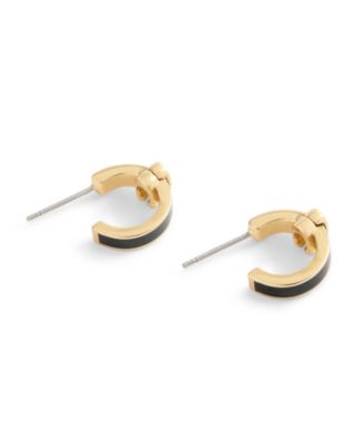 Gold Plated Signature C Enamel Huggie Earrings