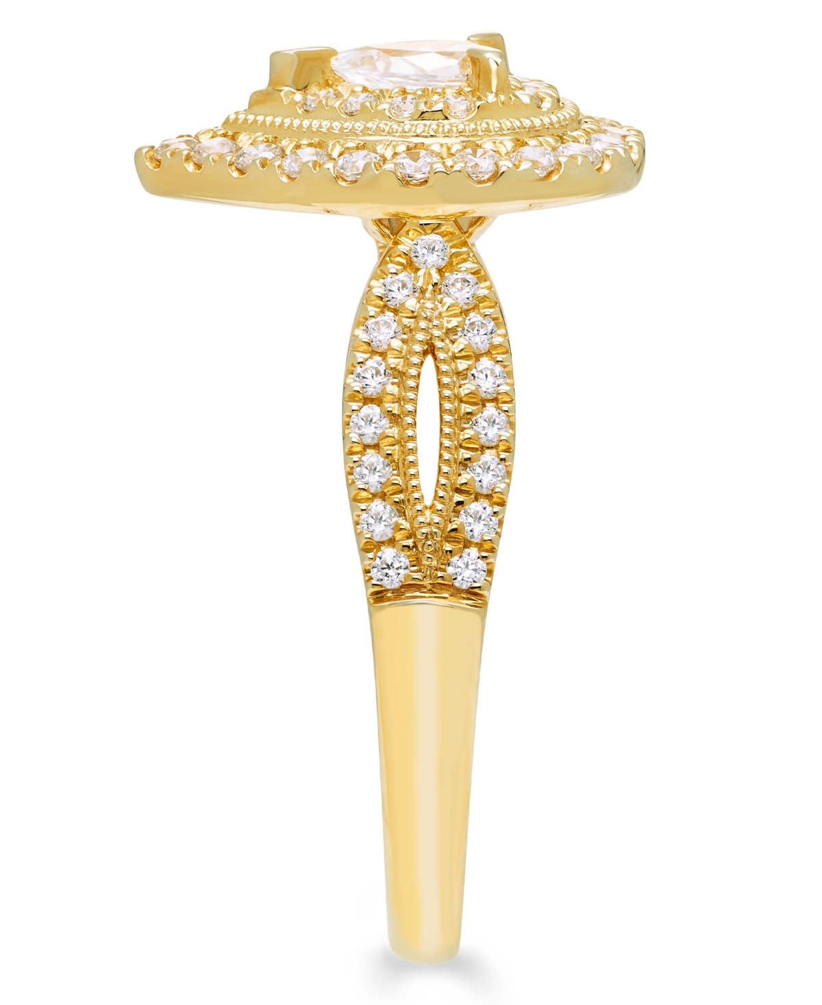 Macy's Diamond Pear Shape Halo Ring (3/4 ct. t.w.) in 14k Yellow Gold