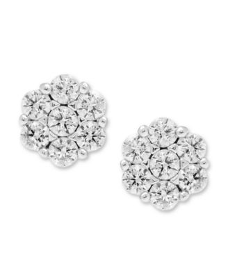Diamond Cluster Earrings (1 ct. t.w.) in 14k White Gold