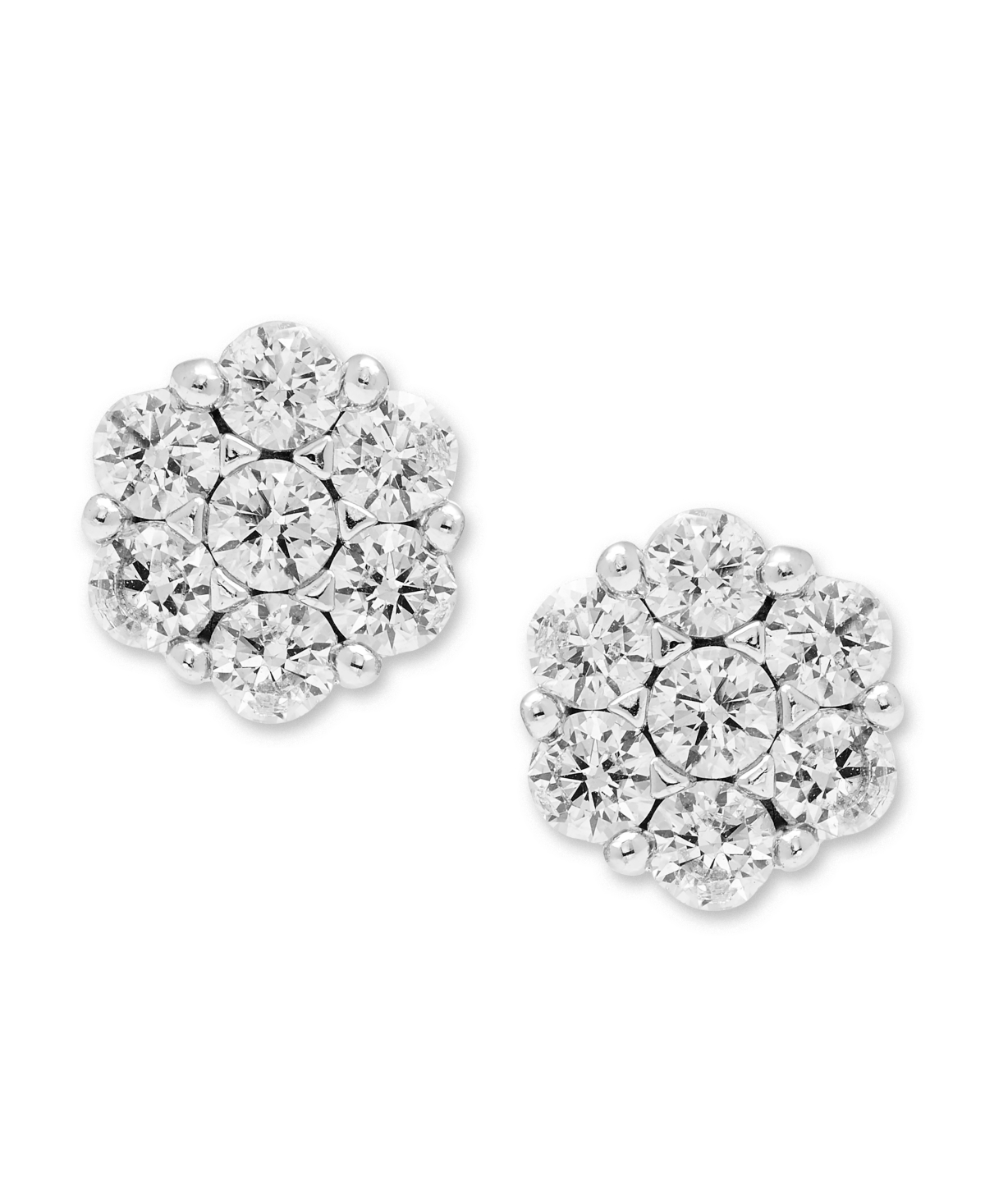 Macy's Diamond Cluster Earrings (1 ct. t.w.) in 14k White Gold
