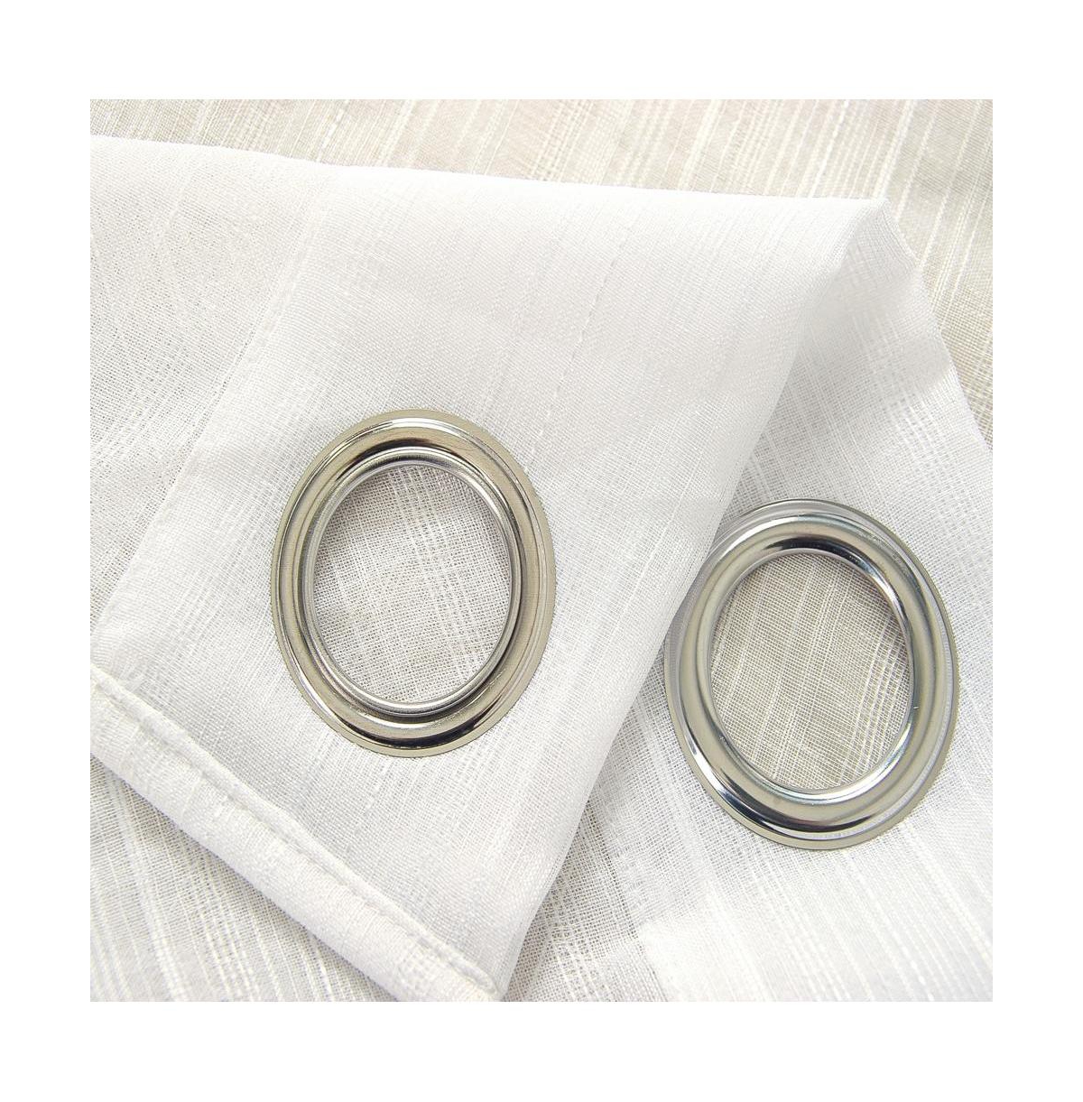 Olivia Gray Erica Doily Stripe Grommet Panel Pair - 54x90", Beige