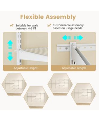 4-8 FT Wall-Mounted Closet Organizers and Storage System with Hanging Rod