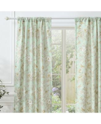 Olivia Light Filtering Semi Sheer 3" Rod Pocket Window Panel Pair 42" x 84" Mint