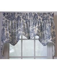 Victoria Park Toile 2-Piece High Quality Classic Print Swag Lined Empress Window Valance