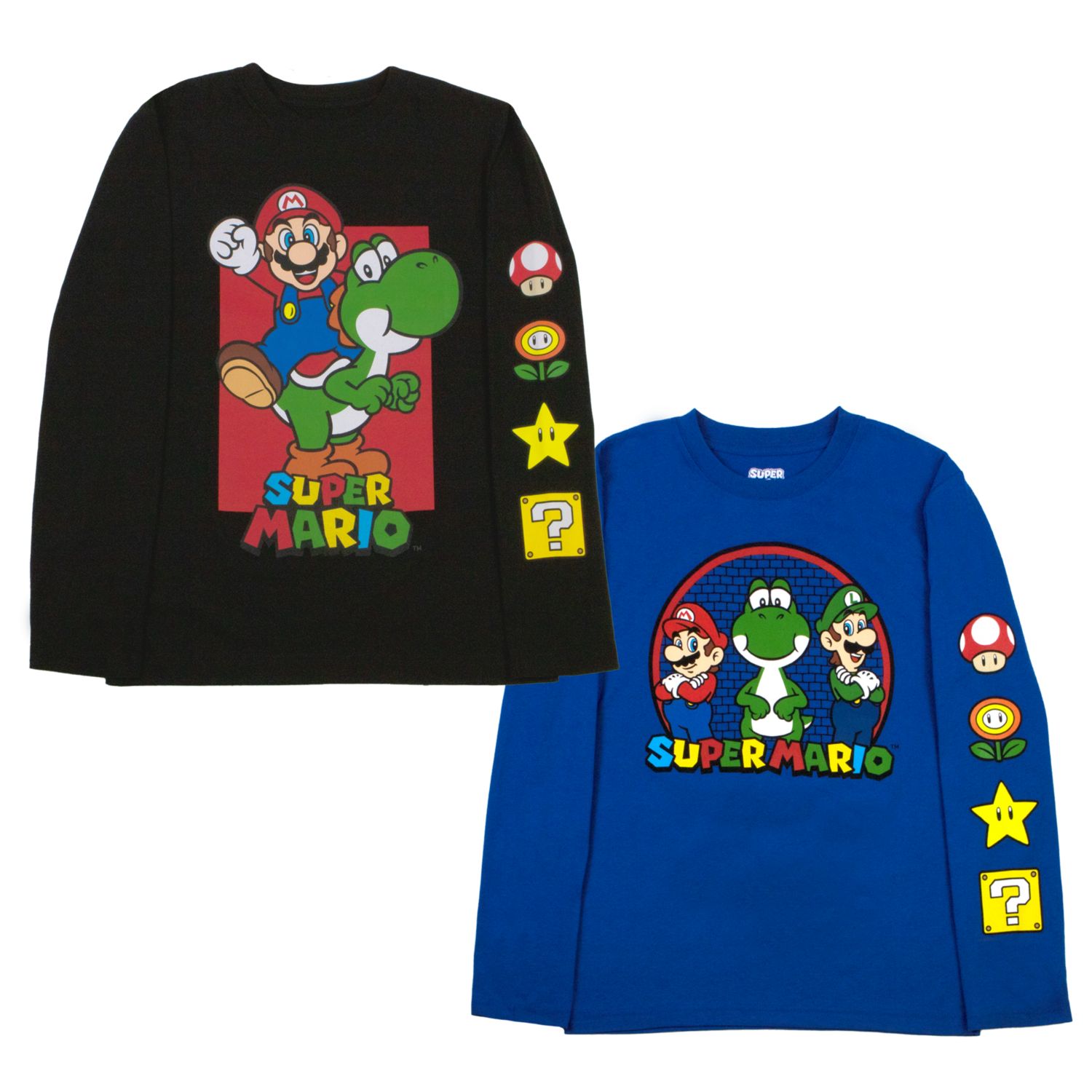 Big Boys Mario & Luigi 2 Pack Long Sleeve T-Shirt