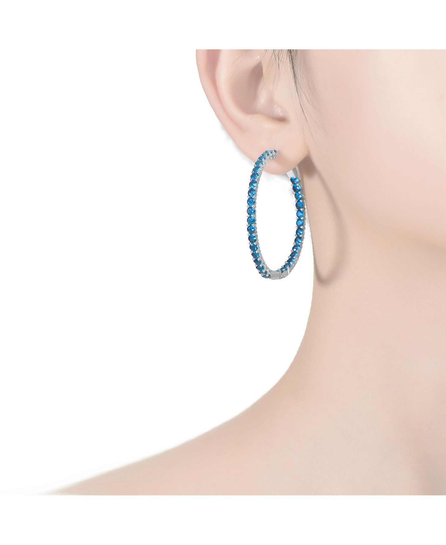 Sparkling Inside Out Cubic Zirconia Big Hoop Earrings
