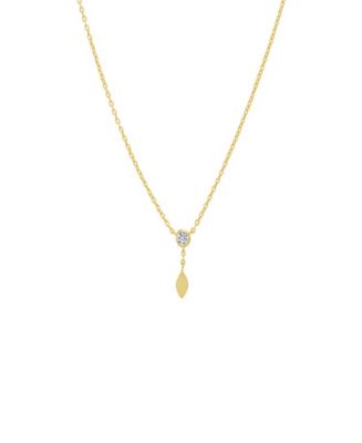 by Adina Eden Cubic Zirconia Bezel X Solid Marquise Drop Necklace - Macy's