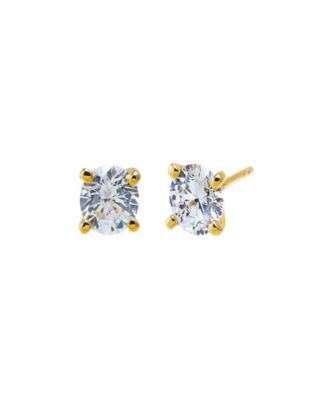 by Adina Eden Cubic Zirconia Gold Plated Solitaire Four Prong Stud ...