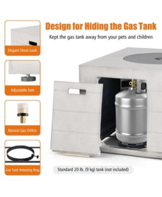  Lava Rocks and Cover 50,000 BTU with 34 Inch Square Concrete Propane Fire Pit Table