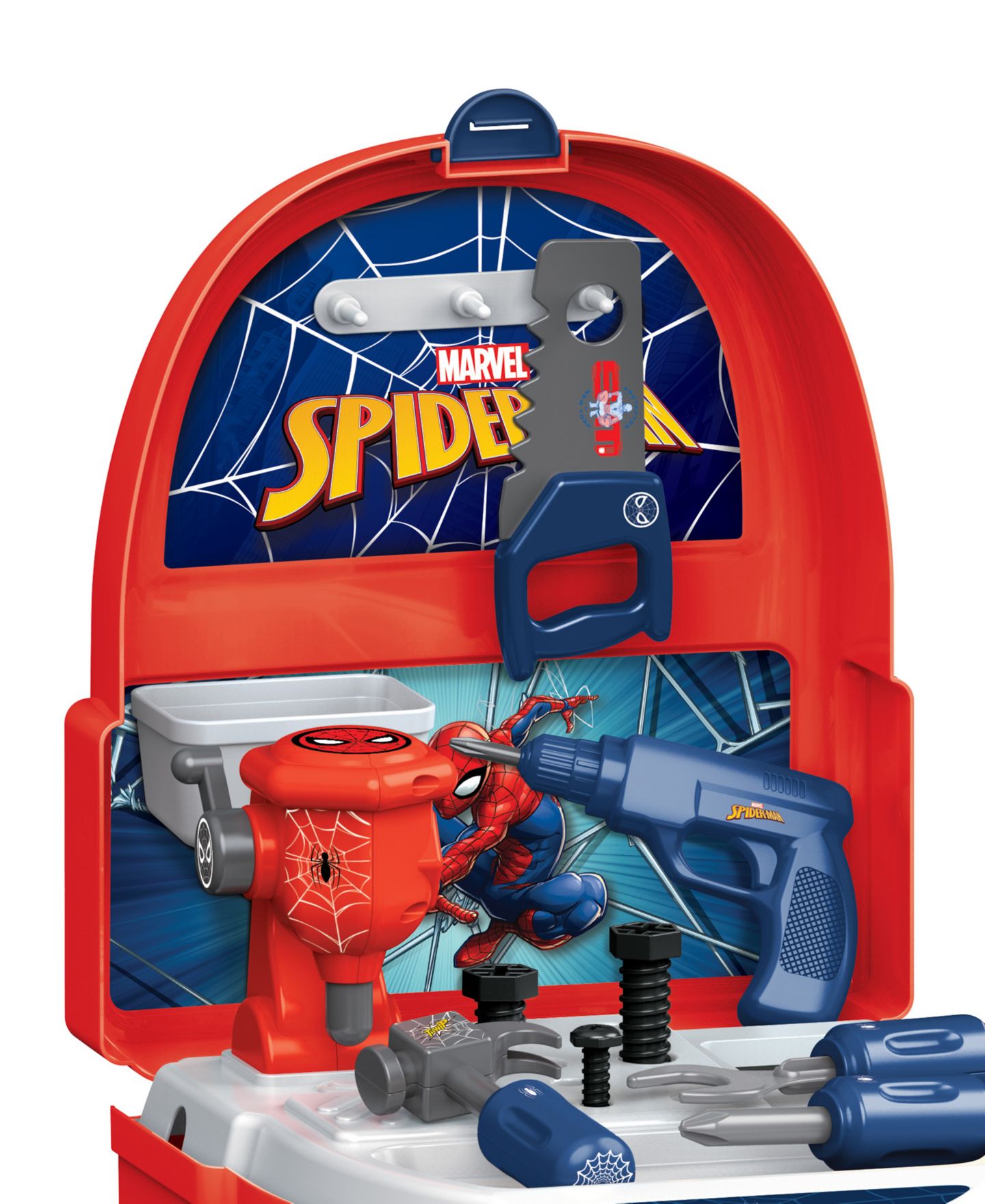 Детские игрушки World Tech Toys Spider-Man Handyman 18-Piece Tool Set with Rolling Suitcase Backpack, Ages 3+ — фото 7